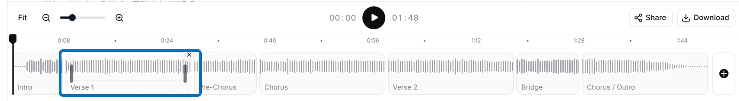 Timeline editing per section